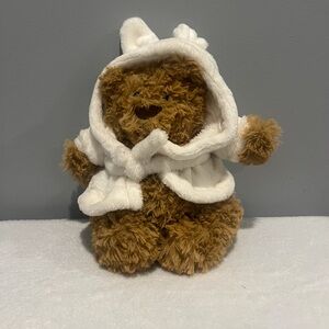 Jellycat Bartholomew Bear wearing a bathrobe outfit